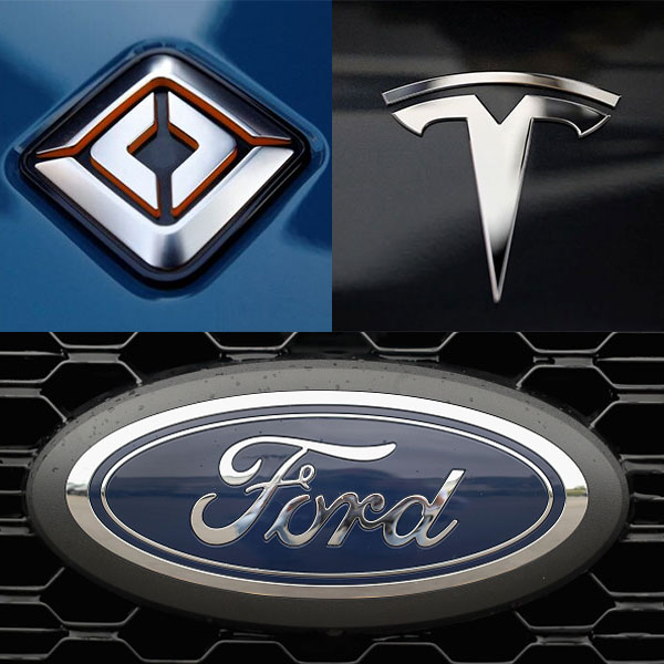 Rivian Tesla And Ford Pickup Truck Logos